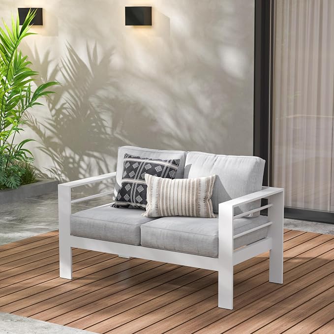 Wisteria Lane Patio Furniture Aluminum Loveseat, All-Weather Outdoor 2 Seats - Image 2