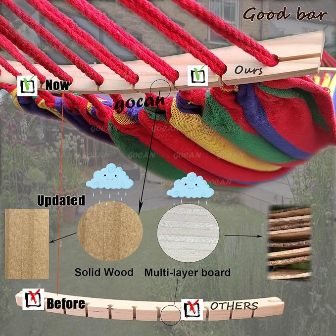 Double Hammock 2 Person Extra Large 220x160cm Total Length 330cm Load 500lb - Image 5