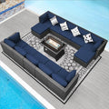 NICESOUL 13 Piece Patio Furniture w/Fireplace, Elegant Outdoor Seating w/Firepit by NICESOUL
