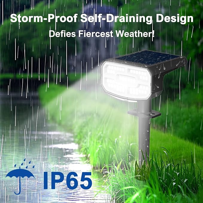 Solar Lights Outdoor Waterproof IP65, Auto On/Off, 6000K 2 Lighting Modes - Image 6