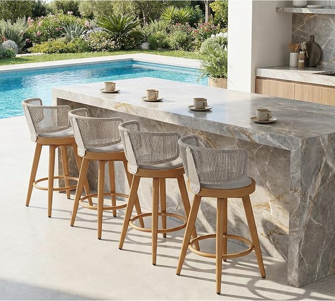 PURPLE LEAF Outdoor Bar Stools Set of 4 30 Inch Patio Swivel Bar Stool Chairs by Unknown