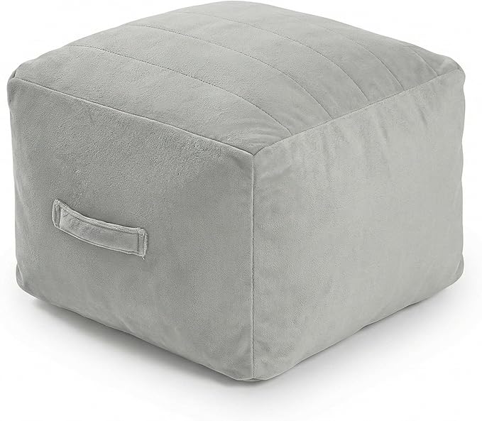 MeMoreCool Square Stuffed Pouf Ottoman Foot Rest, Floor Pouf Foot Stool by MeMoreCool