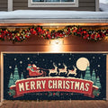 ANNA QUEEN Christmas Garage Door Banner 6×13 FT, Retro Santa Sleigh & Merry by ANNAQUEEN