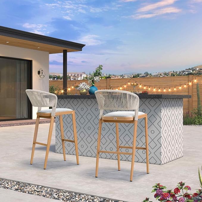 PURPLE LEAF Set of 2 Bar Stools Outdoor Barstools - Image 2