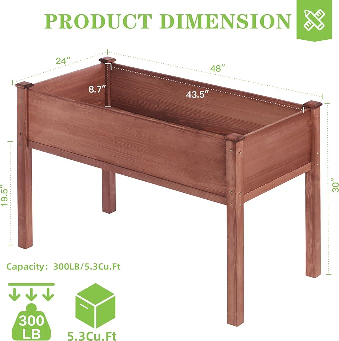 Raised Garden Bed with Legs, Outdoor Wood Elevated Planter Box, Thick Legs - Image 4