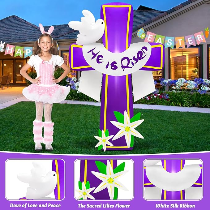 MICOCAH 4.5FT Easter Inflatables Outdoor Decorations He is Risen Inflatable - Image 3