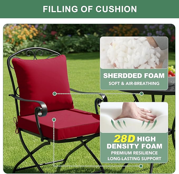 Waterproof Patio Cushions for Outdoor Furniture, Fade Resistant Back Pillow and - Image 4