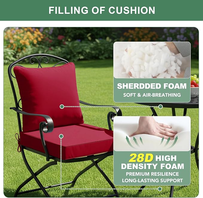 Outdoor Cushions for Patio Furniture, Double-Sided Waterproof Backrest and Seat - Image 4
