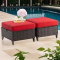 Joyside Patio Ottoman Set of 2, All Weather Outdoor Rattan Ottomans Patio by Joyside