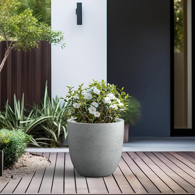 Kante 18 Inch Dia Round Concrete Planter, Indoor Outdoor Large Plant Pot - Image 5
