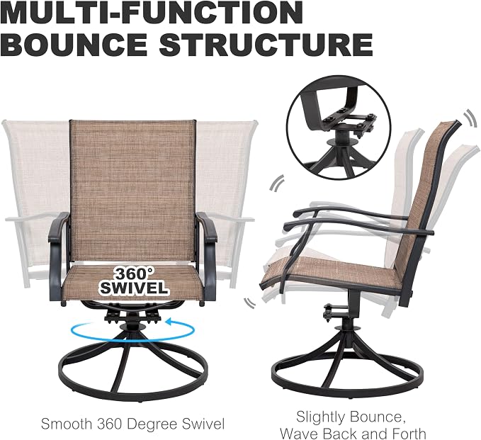 NUU GARDEN 7 Pieces Outdoor Dining Sets, Textilene Swivel Patio Table and - Image 6