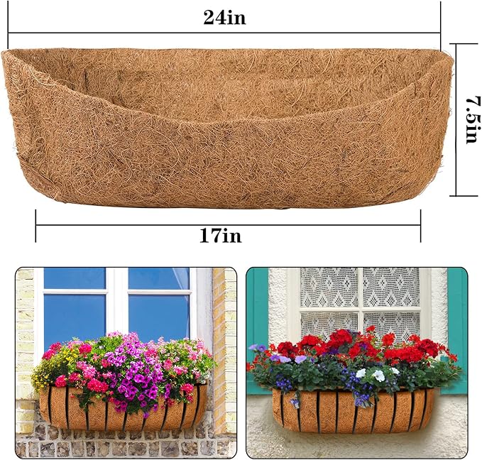 4 Pack Coco Liners for Window Planter Box - 24in 100% Natural Coconut Coir - Image 5