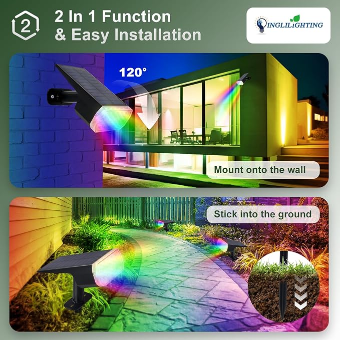 DINGLILIGHTING Solar Lights Outdoor Waterproof: IP65 Led Spot Light Decorations - Image 6