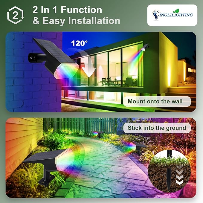 DINGLILIGHTING Solar Lights Outdoor Waterproof: IP65 Led Spot Light Decorations - Image 6
