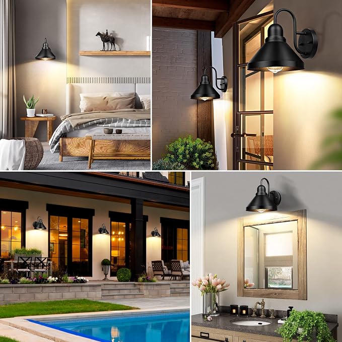 Brightever Gooseneck Outdoor Light Fixtures, Industrial Black Exterior Wall - Image 8