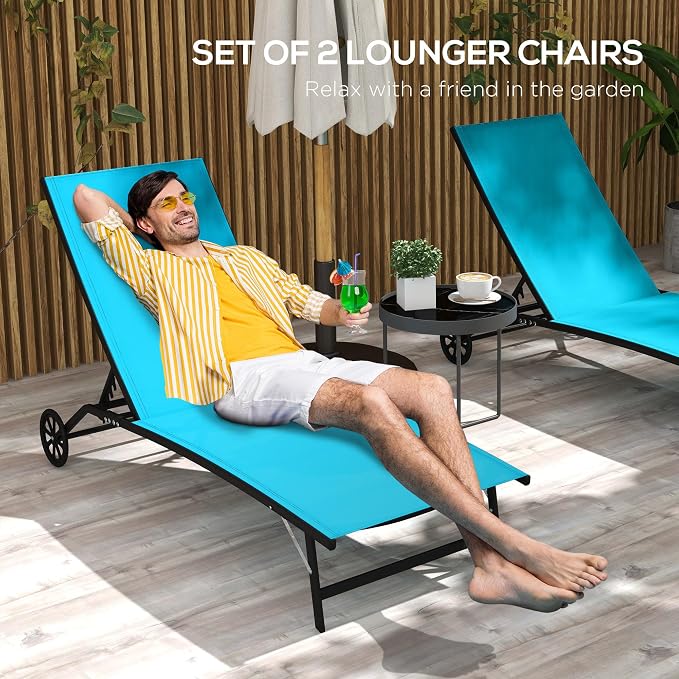 Outsunny Chaise Lounge Outdoor, 2 Piece Lounge Chair - Image 4