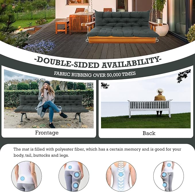 Outside Benches Cushion with Backrest, Thicken Waterproof Swing Cushions 2/3 - Image 4