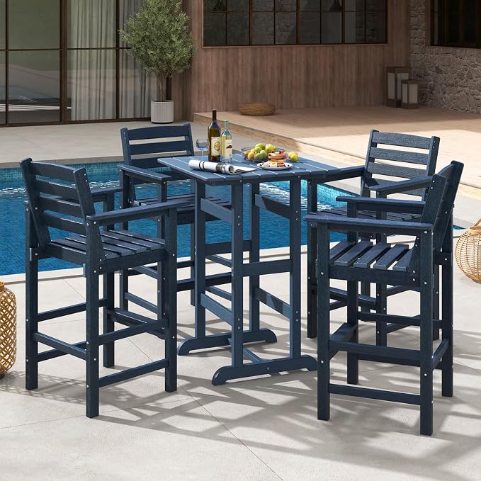 Giantex 42" Height Outdoor Tall Bar Table, HDPE Square Pub Tables - Image 4