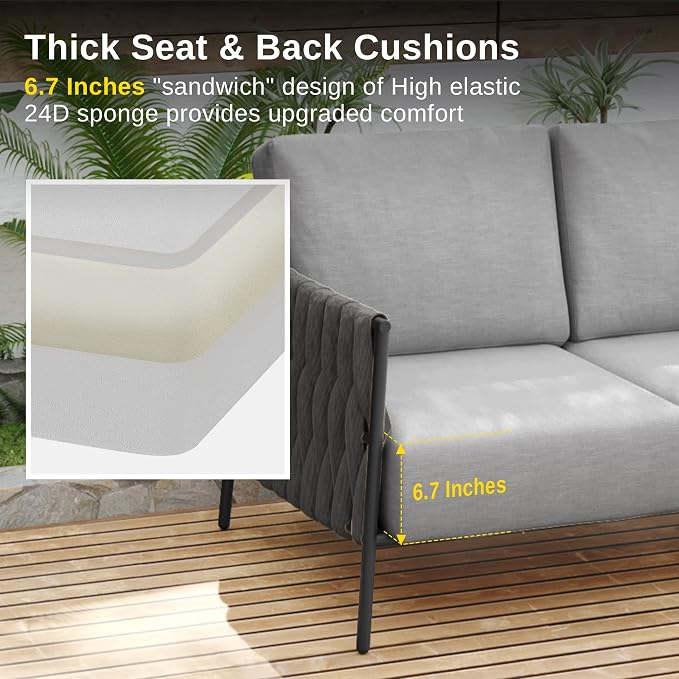 EAST OAK Life Chatter Patio Furniture Set, Outdoor Furniture Sectional Sofa Set - Image 5