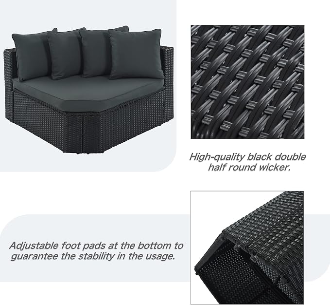 Merax 7-Piece Outdoor Wicker Sectional Sofa Set, Modular Rattan Conversation Set - Image 4