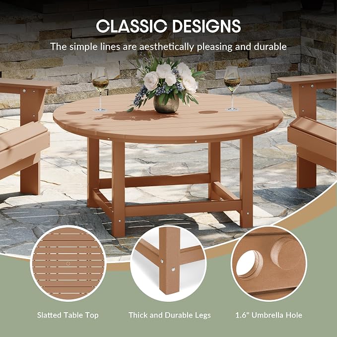 WestinTrends Malibu Low Outdoor HDPE Round Patio Coffee Table - Image 8