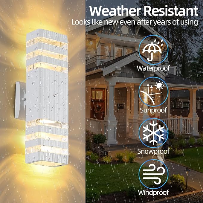 Dusk to Dawn Outdoor Wall Lights Modern Exterior Lighting Fixtures, 2 Pack - Image 3