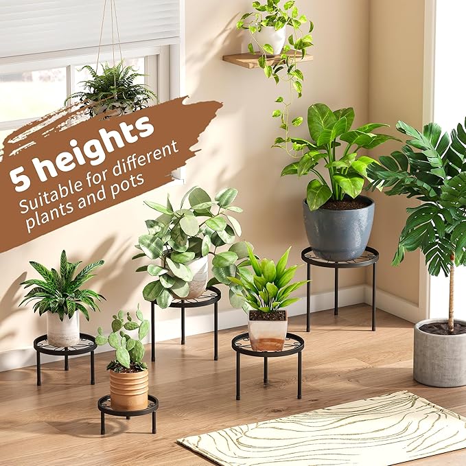 Plant Stand Indoor Outdoor 5 Pack Heavy Duty Metal Stand Multiple Plants - Image 4