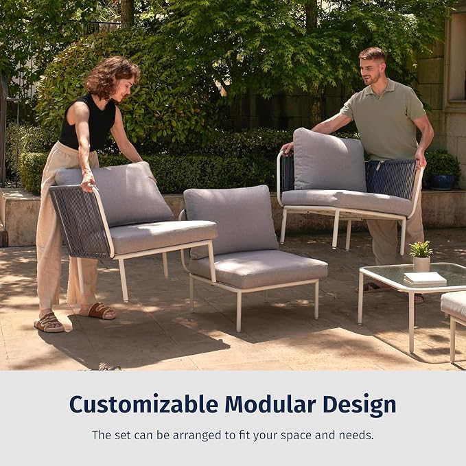 East Oak 5-Piece Outdoor Sectional Sofa, Modular Outdoor Furniture - Image 2