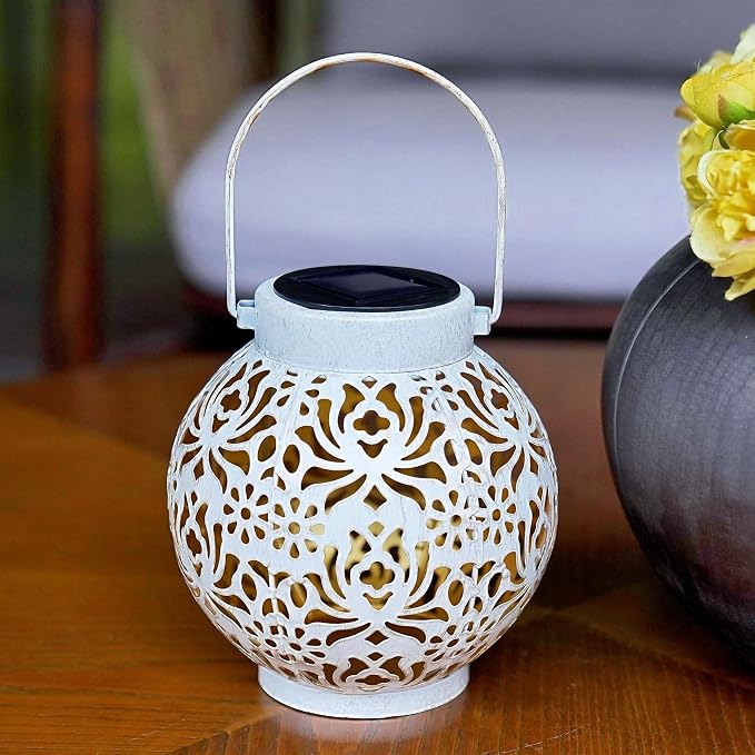 2 Pack Outdoor Solar Hanging Lantern Lights Metal LED Decorative Lamp - Image 4