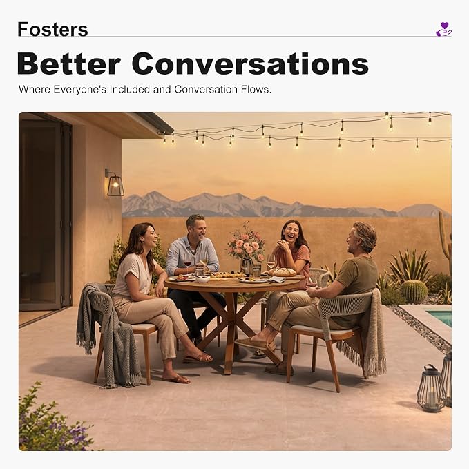 PURPLE LEAF 5 Pieces Oversize Round Patio Dining Set Outdoor Furniture - Image 4