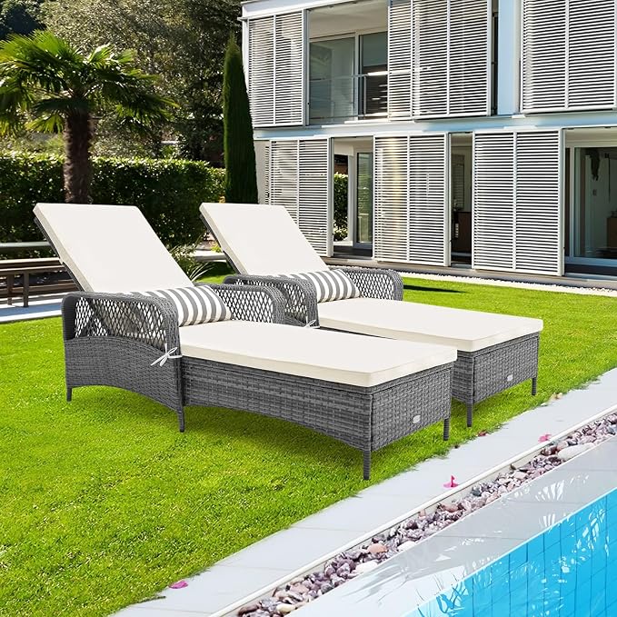 Tangkula Wicker Chaise Lounge Outdoor, Patio Rattan Reclining Chaise - Image 9