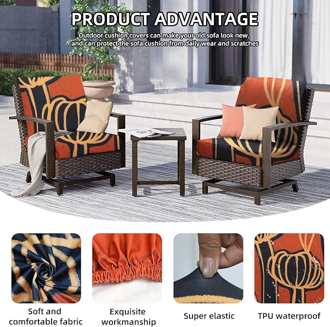 8Pcs Outdoor Cushion Covers, Patio Cushion Covers, Stretch Elastic Slipcovers - Image 3