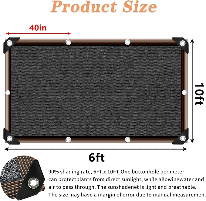 90% Black Shade Cloth, Durable Mesh Tarp - Image 2