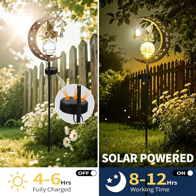 Moon Solar Lights Outdoor Waterproof Metal Fairy Moon Solar Lanterns - Image 2