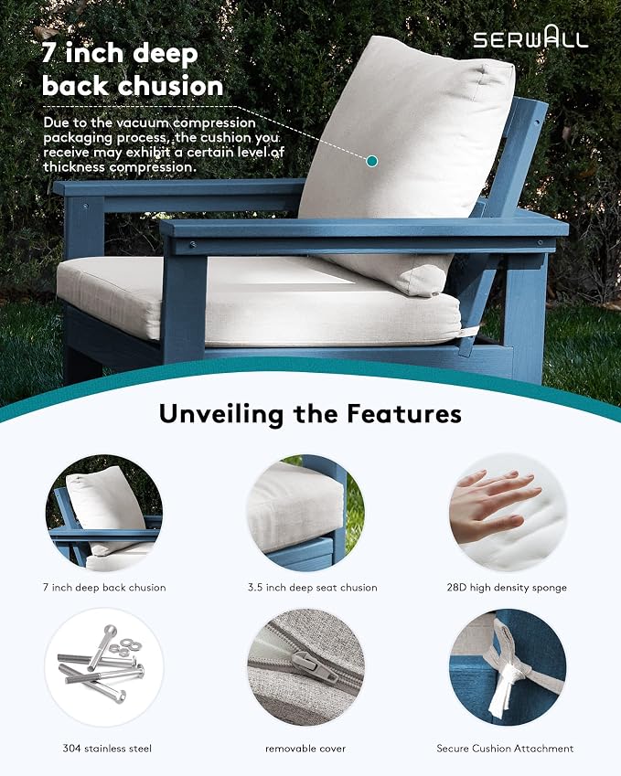 SERWALL HDPE Patio Sofa Set, 3-piece Sectional Outdoor Furniture Set, All - Image 4