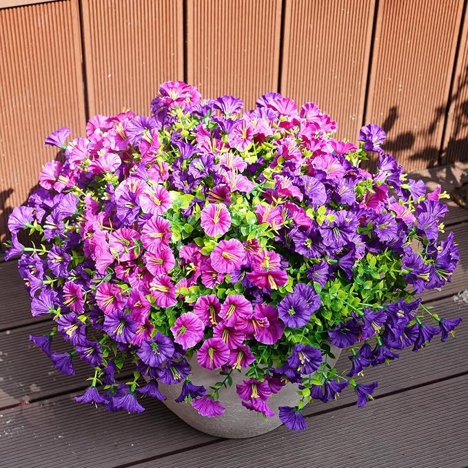 Artificial Flowers for Outdoors, UV Resistant Fake Silk Morning Glory, by maxkes