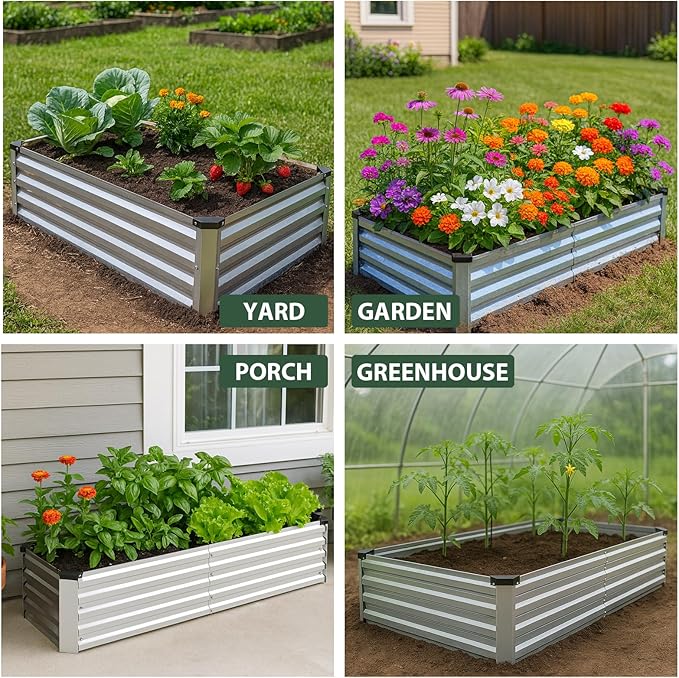 2 Pack 8x2x1FT Galvanized Metal Raised Garden Bed Kit - Image 5