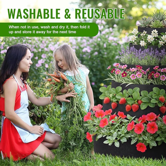 6 Tiered Strawberry Planter for Outdoor Plants, 47 Inch Heavy Duty Strawberry - Image 5