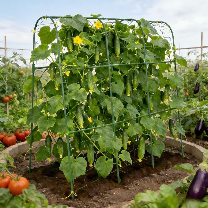 Cucumber Trellis for Climbing Plants Outdoors, U-Shape Garden Trellis for - Image 3