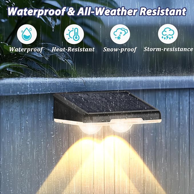 Solar Lights Outdoor Waterproof 4-Pack, Backyard LED Fence Lighting Outside - Image 6