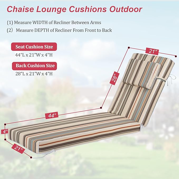 Chaise Lounge Cushions Outdoor 72x21x4 Inch, Patio Lounger Chair Cushion - Image 2