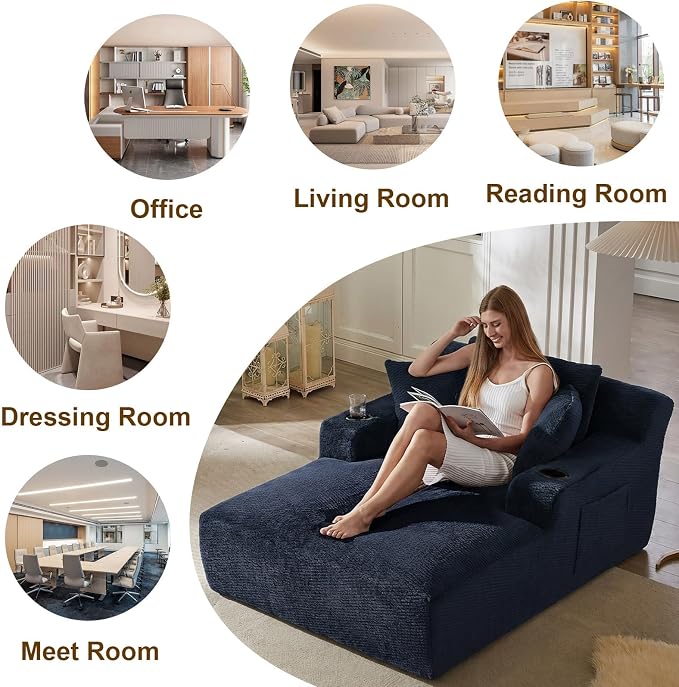 Oversized Chaise Lounge Chair Indoor, Upholstered Boneless Cloud Couch Chair - Image 8