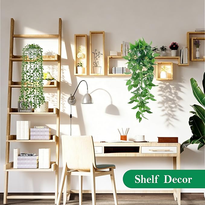 Der Rose 8Pcs Fake Plants Hanging Artificial Ivy Vine Faux Eucalyptus Hanging - Image 4