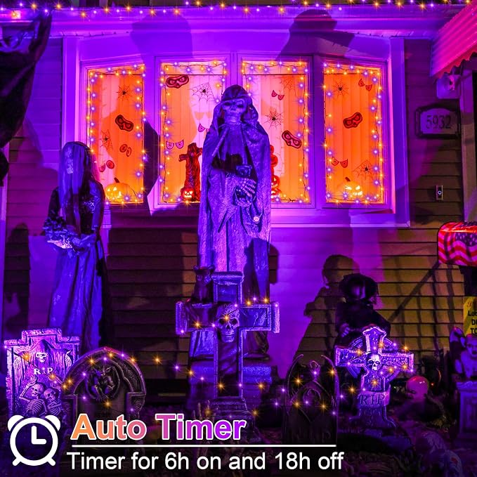 4 Pack Orange Purple Halloween String Lights Battery Operated, Each 16.4Ft 50 - Image 3