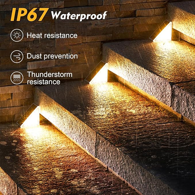 Solar Step Lights, Stair Fence Triangle Lights IP67 Outdoor Waterproof LED Deck - Image 6