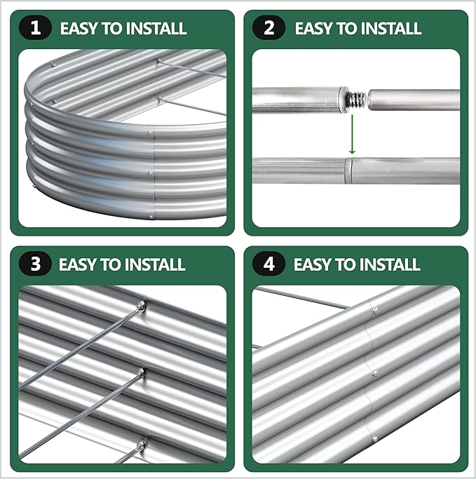 2PCS 4x2x1FT Galvanized Raised Garden Bed Kit, Vegetable Boxes-Oval Metal - Image 6