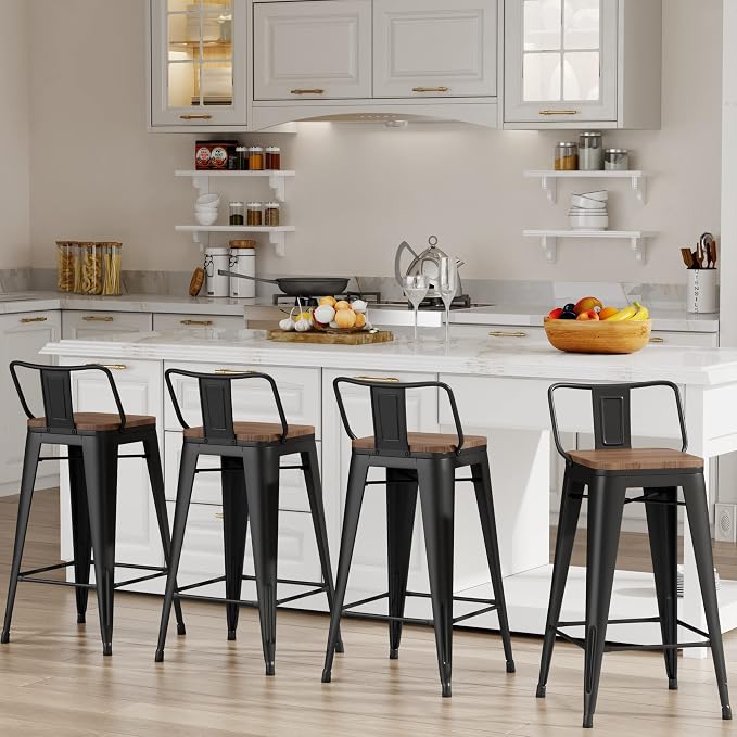 Changjie Furniture 26 Inch Bar Stools Set of 4 Industrial Metal Barstools - Image 2