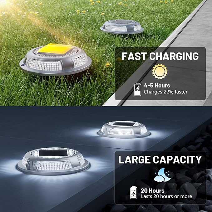 Solar Driveway Lights, 8 Pack Heavy Duty Driveway Lights Solar Powered 2 Color - Image 4