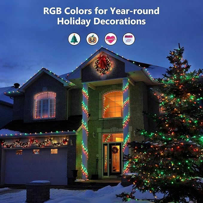 Brizled Christmas String Lights, 33ft 100 LED Color Changing Christmas Lights - Image 3