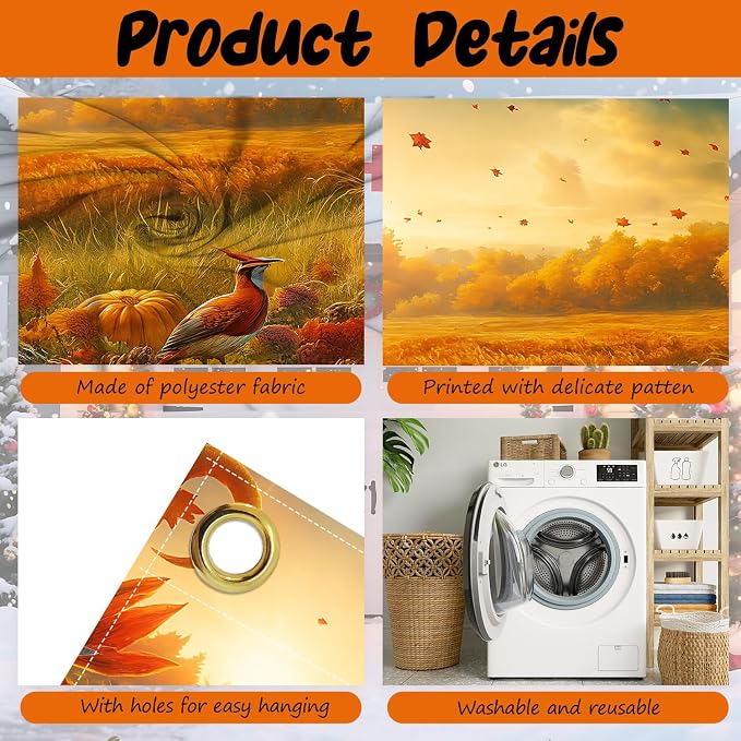 ANNA QUEEN Thanksgiving Garage Door Banner 6 x 13FT, Autumn Outdoor Garage - Image 3